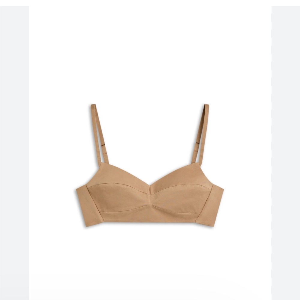 Scanlon & Theodore Classic tan sateen cotton bralette. Size 6